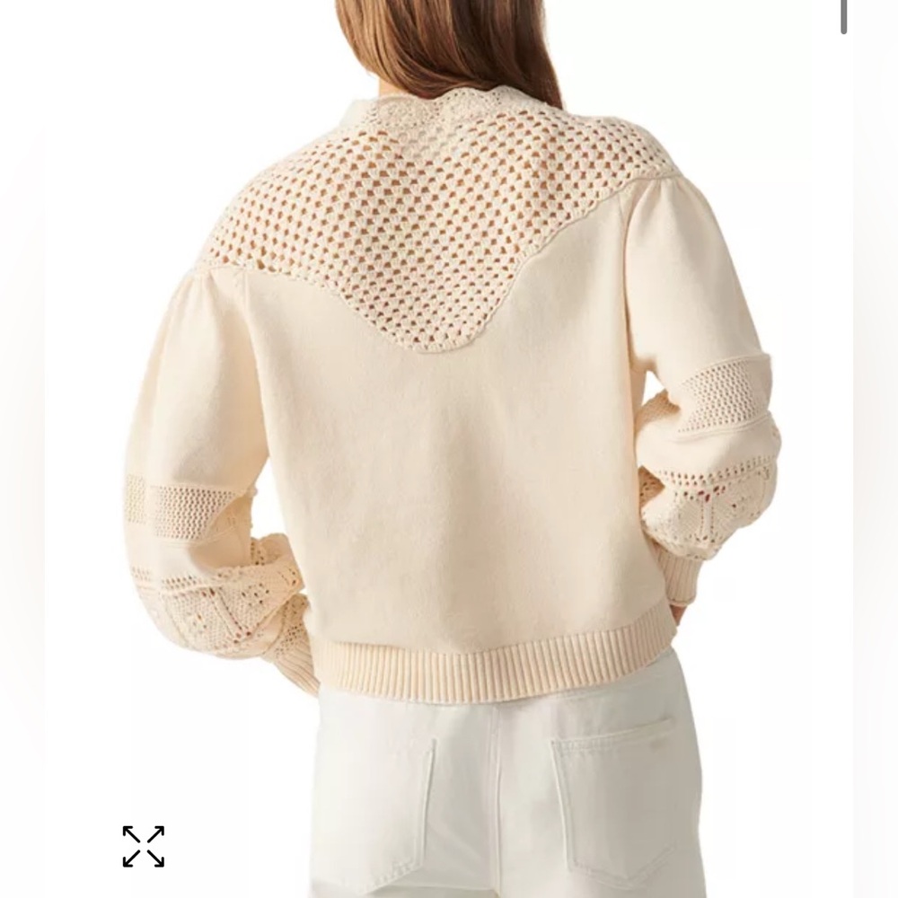 Ba&Sh Pino Off White Crochet Neutral Cotton Knit Sweater Size Small - Picture 8 of 17